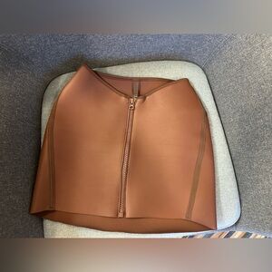 Skim Brown Front-Zip Neoprene Mini Skirt